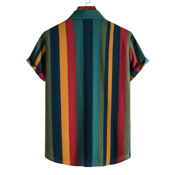 Camisa Casual de Rayas para Hombre - Manga Corta