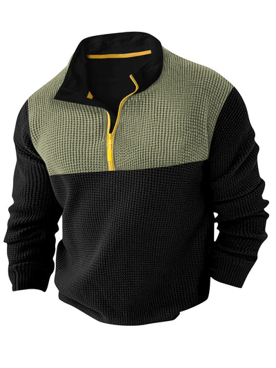 Suéter Deportivo Hombre Media Cremallera Bloques de Color Cuello Alto Manga Larga - Image 21