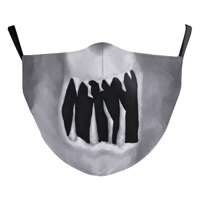 Halloween dust mask with a split design: one side a smiling clown face, the other a stitched, bloody mouth. - Image 17