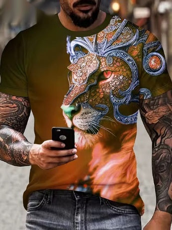 Camiseta 3D Hombre Estampado León Feroz - Diseño Personalidad Fashion - Image 7