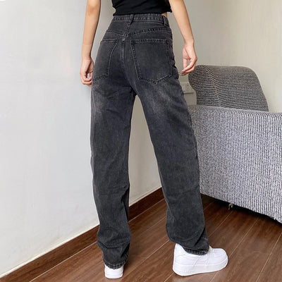 Pantalones Jeans Cintura Alta Rectos Holgados para Mujer - Image 4