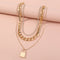 Collar Colgante de Cadena Multicapa Diamantado en Metal Pesado