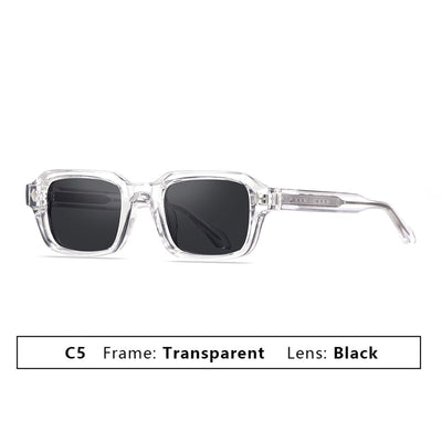 Black square-frame sunglasses with dark lenses and small silver diamond accents on the temples. - Image 7