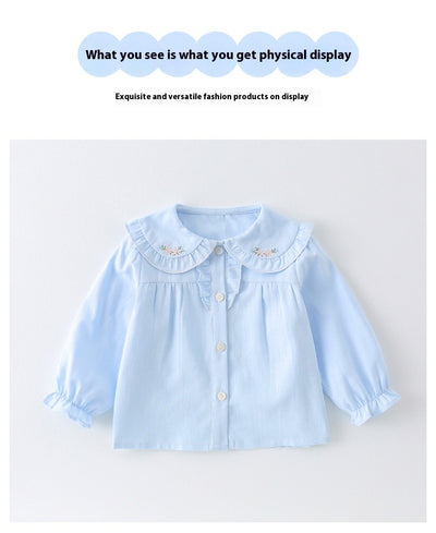 Blusa Básica Blanca de Algodón con Manga Larga para Niña - Image 13