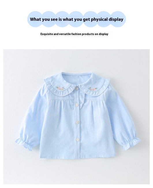 Blusa Básica Blanca de Algodón con Manga Larga para Niña - Image 13