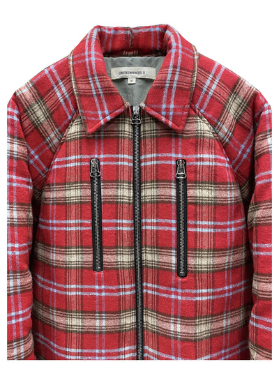 Chaqueta Acolchada de Cuadros Rojo para Hombre con Cierre de Cremallera - Image 14