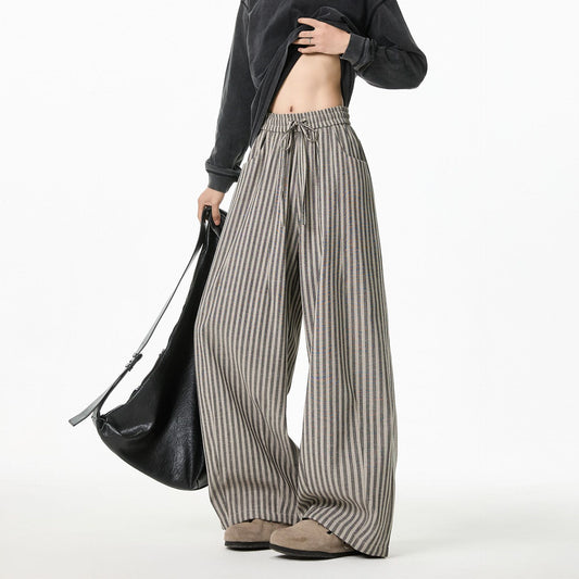 Pantalones Casuales Tejidos a Rayas con Corte Recto para Hombre
