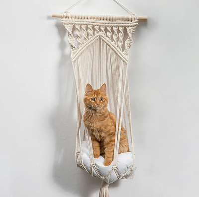 Canasta Colgante de Red de Algodón Tejido para Arena de Gato - Image 14