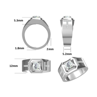 Anillo de Plata S925 con Moissanita Doble T para Hombre - Image 6
