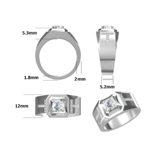 Anillo de Plata S925 con Moissanita Doble T para Hombre - Image 6