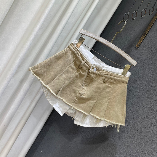 Falda A-Line Patchwork Irregular con Doble Efecto - Image 4