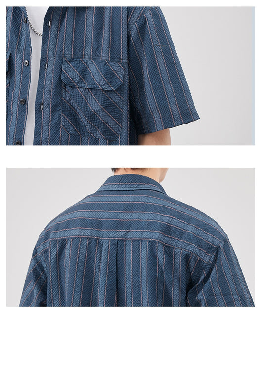 Camisa de Verano Seersucker a Rayas para Hombre - Image 13