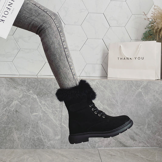 Botas de Invierno Británicas para Mujer con Forro de Conejo y Suela Gruesa - Image 2