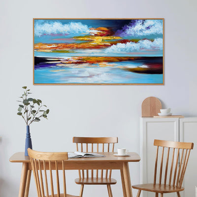 Cuadro Abstracto Moderno Pintura al Óleo Atardecer Marina Decoración Pared Hecho a Mano - Image 3
