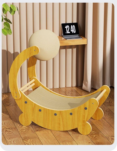 Tabla Rascadora para Gatos con Forma de Luna y Pelota Interactiva - Image 13