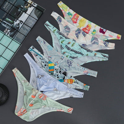 Slip Masculino de Malla Transpirable Tanga Baja con Estampado - Image 14