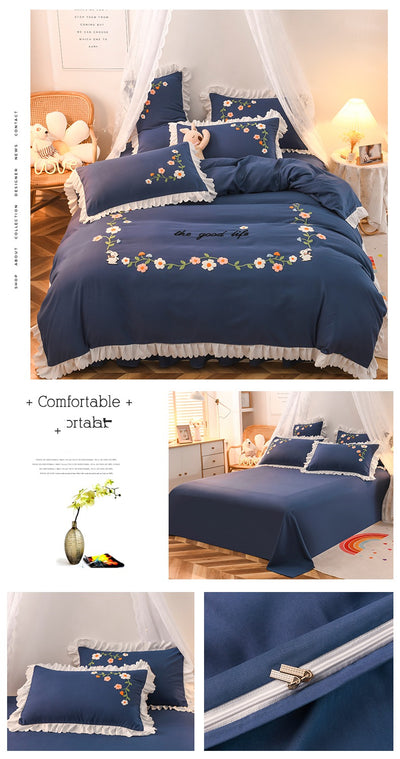 Juego de Cama de 3 Piezas para Cama Individual con Edredón de Volantes - Image 5