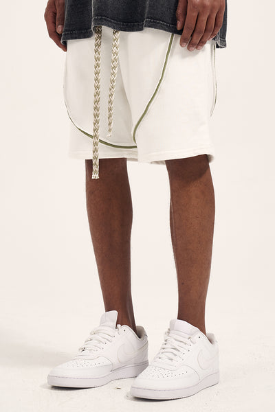 Shorts de Algodón Terry Blanco Puro con Cordón Ajustable para Hombre - Image 7