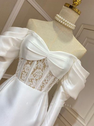 Vestido Elegante con Hombros Descubiertos y Mangas Abullonadas - Image 11