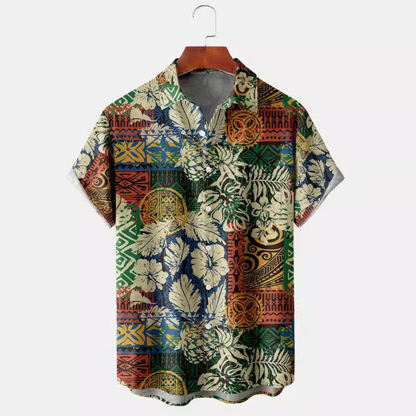 Camisa Hawaiana Estampada Casual para Hombre - Perfecta para Vacaciones