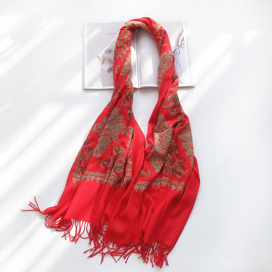 Chal Étnico Vintage con Bordado Artesanal para Mujer