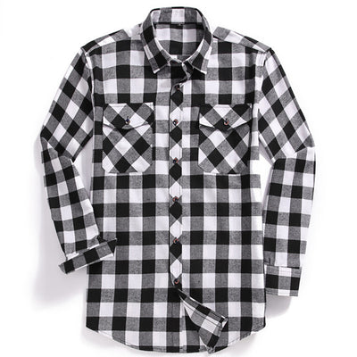 Camisa de Franela Cuadriculada Casual para Hombre con Bolsillos de Pecho - Image 8