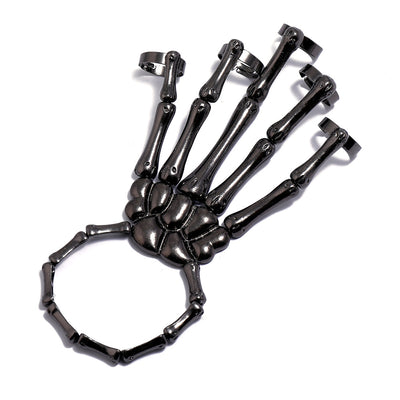 Pulsera Calavera Gótica Doble Dedo Metal Texturizado Punk - Image 8