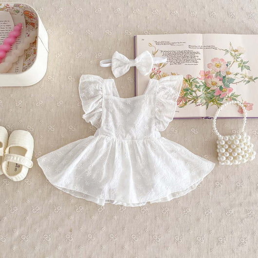 Vestido Jumpsuit Princesa para Niña con Mangas Volantes y Encaje - Image 4