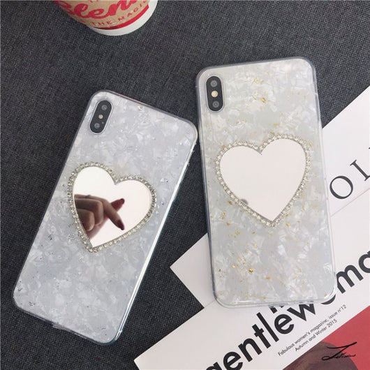 Funda para teléfono con espejo y detalles en pan de oro Love - Image 10