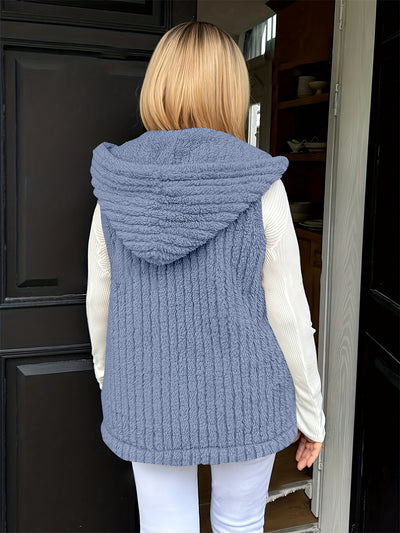 Chaleco Fuzzy sin Mangas con Capucha para Mujer - Comodidad y Estilo - Image 9