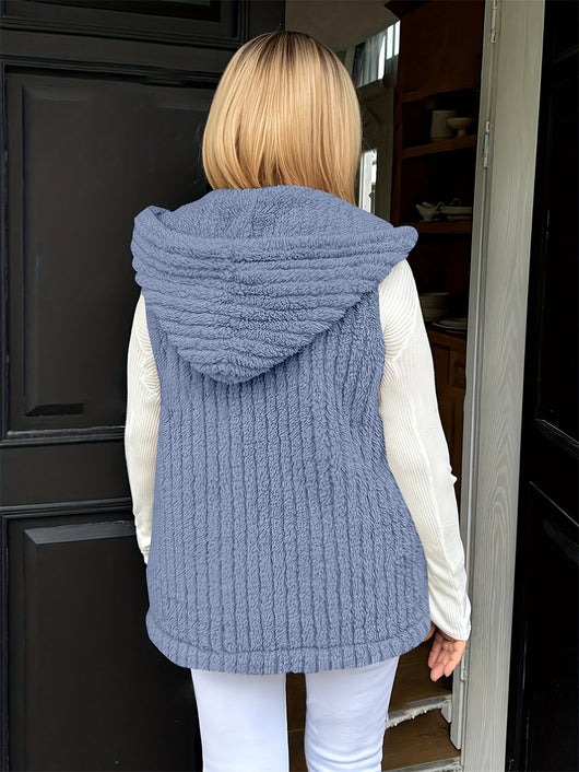 Chaleco Fuzzy sin Mangas con Capucha para Mujer - Comodidad y Estilo - Image 9