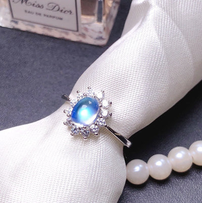Anillo de Piedra de Luna Azul Natural en Plata 925 - Image 3