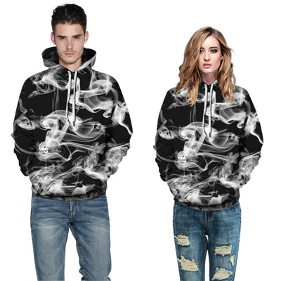 Sudadera con capucha estampado cielo estrellado y anillos de humo - Image 13