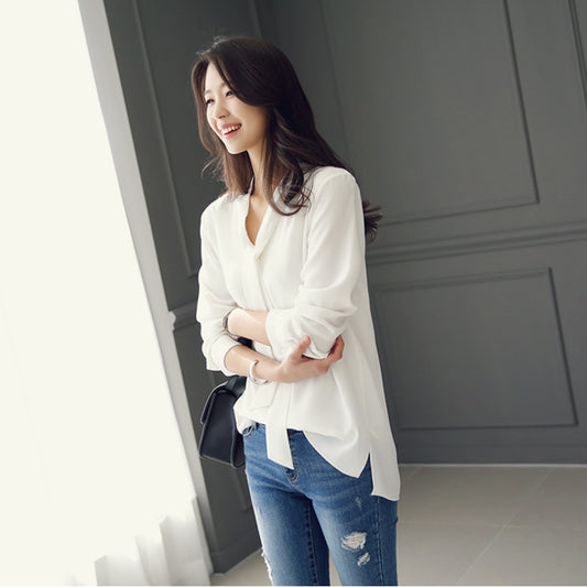 Blusa Elegante de Manga Larga con Lazo - Image 2