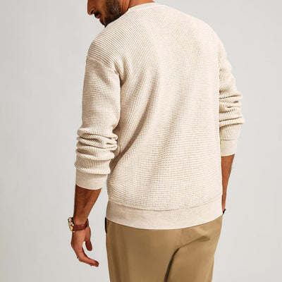 Suéter Cuello Redondo Textura Waffle para Hombre - Pullover Tejido Casual - Image 12