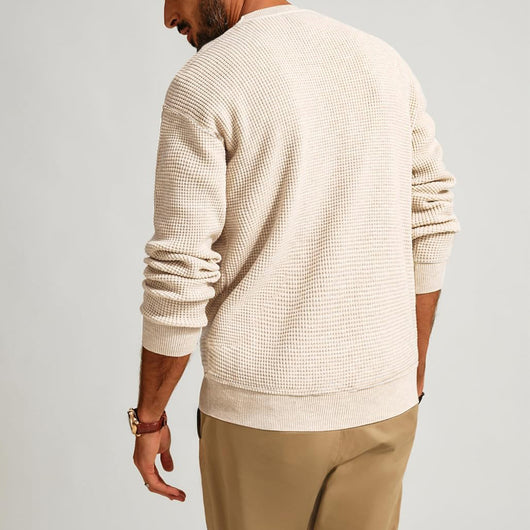 Suéter Cuello Redondo Textura Waffle para Hombre - Pullover Tejido Casual - Image 12
