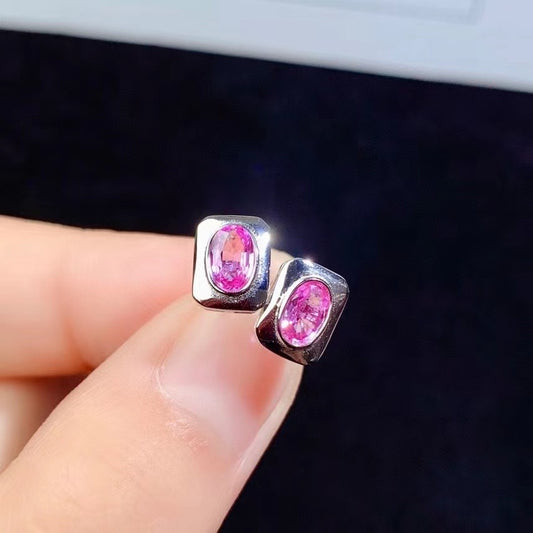 Aretes de Zafiro Natural con Incrustación de Plata 925