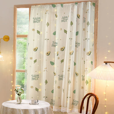 White semi-sheer curtain with a green grid pattern and illustrations of potted cacti and succulents, featuring "DON'T TOUCH ME" text. - Image 6
