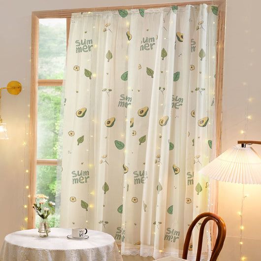 White semi-sheer curtain with a green grid pattern and illustrations of potted cacti and succulents, featuring "DON'T TOUCH ME" text. - Image 6