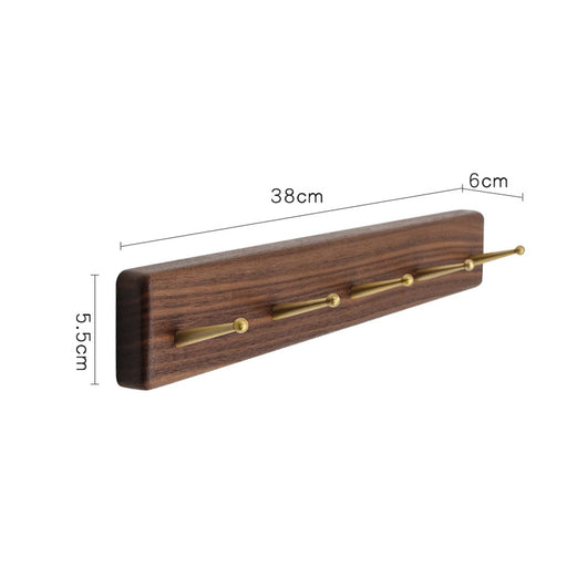 Perchero de Pared Nórdico en Madera Maciza con Ganchos de Latón - Estilo Japonés Nogal Negro - Image 12