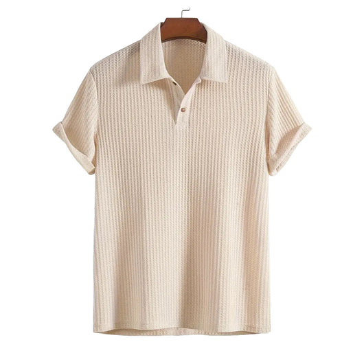 Camisa Casual de Punto Rombo con Solapa - Corte Holgado Manga Corta Hombre - Image 46