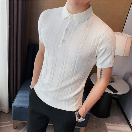 Polo Tejido de Manga Corta para Hombre con Textura y Elasticidad - Image 14