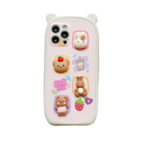 Funda para Celular Oso 3D con Orejas - Diseño Lindo para Mujeres