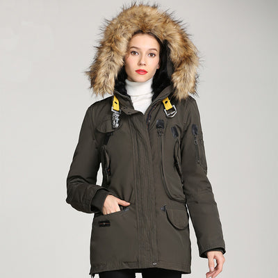 Abrigo Acolchado Largo de Invierno con Cuello de Pelaje Extragrande - Image 3