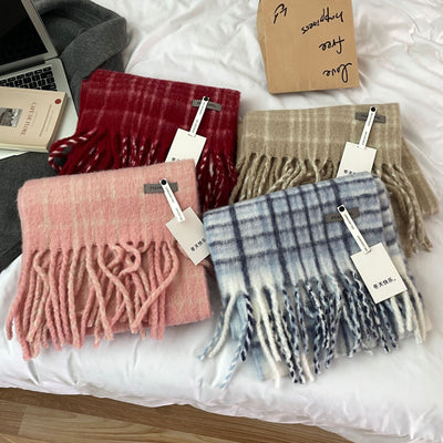 Bufanda de Cuadros Vintage para Otoño Invierno - Estilo Clásico para Mujer