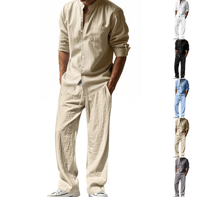 Conjunto de Camisa Suelta Manga Larga y Pantalón para Hombre