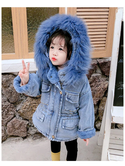 Chaqueta de Niña Denim con Forro de Terciopelo para Otoño e Invierno - Image 24