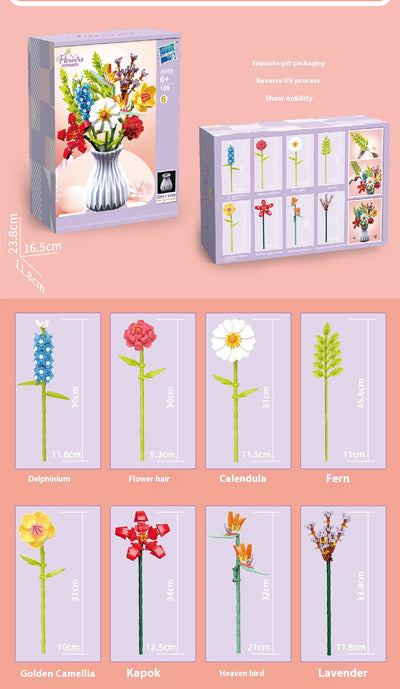Bloques de Construcción Flores con Piezas Pequeñas - Juguete Educativo Armable - Image 14