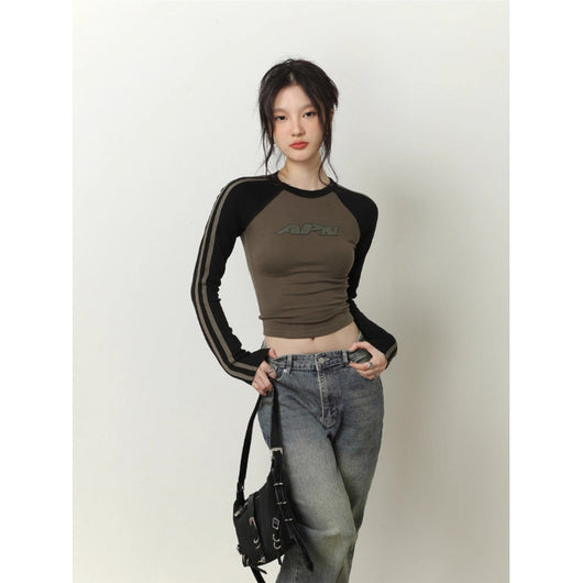 Blusa Manga Larga Otoño Primavera con Detalles de Contraste - Image 6