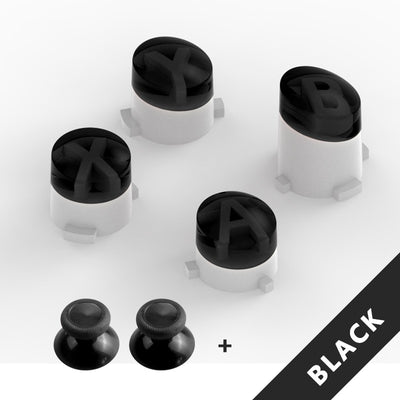 Orange ABXY bullet button replacements and two matching mushroom head thumbstick caps for Xbox One gamepad. - Image 3